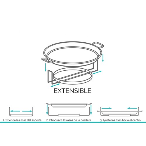 Support à paella extensible professionnel poele a paellas de 26 à 70 cm