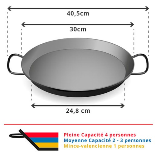 Poele a Paella en Acier Poli 30 cm 4 parts Poele a Paella