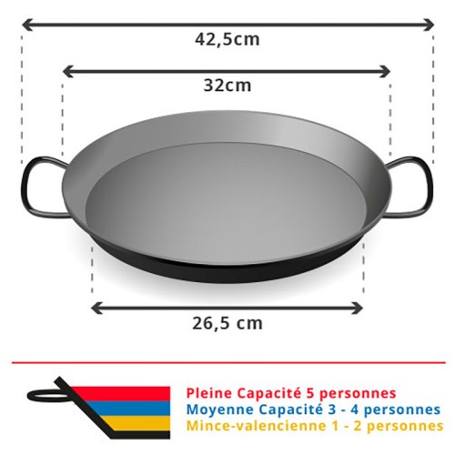 Poêle à paella polie 5 personnes