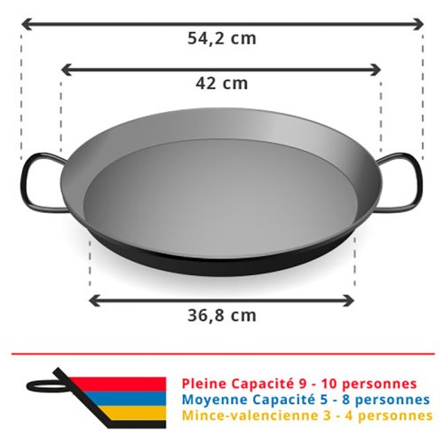 Poele a Paella en Acier Poli 10 parts