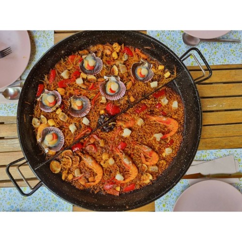 Poêle à paella divisée 2 parties, poêle à paella multi-goûts 2 saveurs