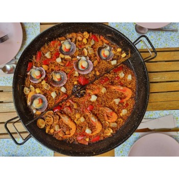 Poêle à paella divisée 2 parties, poêle à paella multi-goûts 2 saveurs