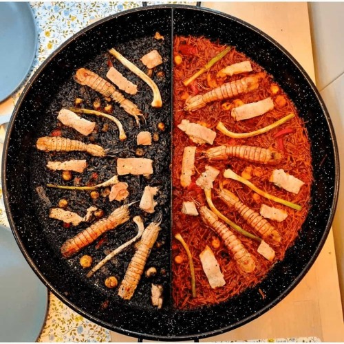 Poêle à paella divisée 2 parties, poêle à paella multi-goûts 2 saveurs