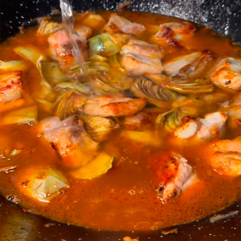 6.- Ajouter de l'eau pour la cuisson
