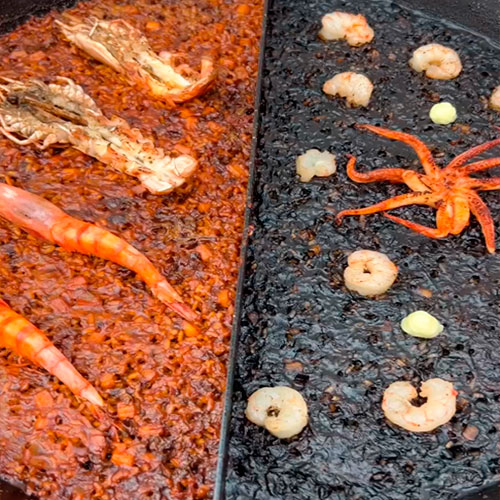 Double recette de _comeydisfruta_ : Riz aux fruits de mer et riz noir aux calamars