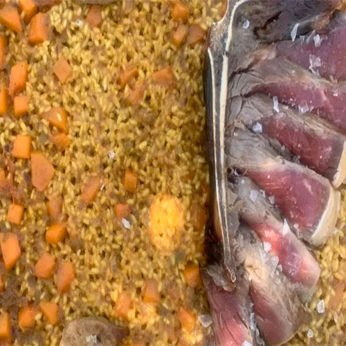 Recette de @cris_riceandmeal : riz faux-filet de vieille vache au foie et potiron