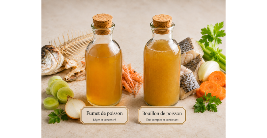 Différence entre fumet et bouillon de poisson
