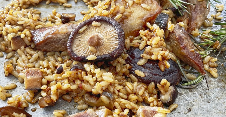 Receta de @deditetarrocescreativos: arroz secreto, pera y shitake