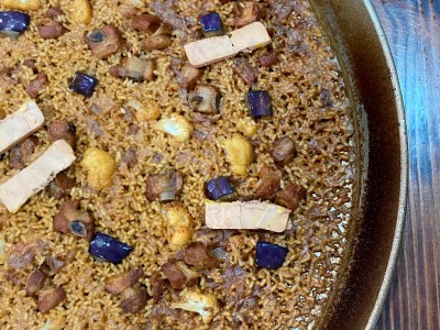 Recette de @elchefdelgarito_: Côte de riz, chou-fleur, aubergine et foie